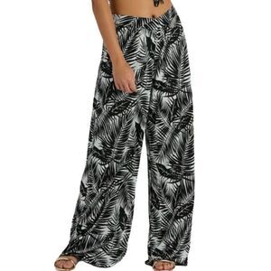 HOWON High Rise wide Leg Tropical Palazzo Pants size L